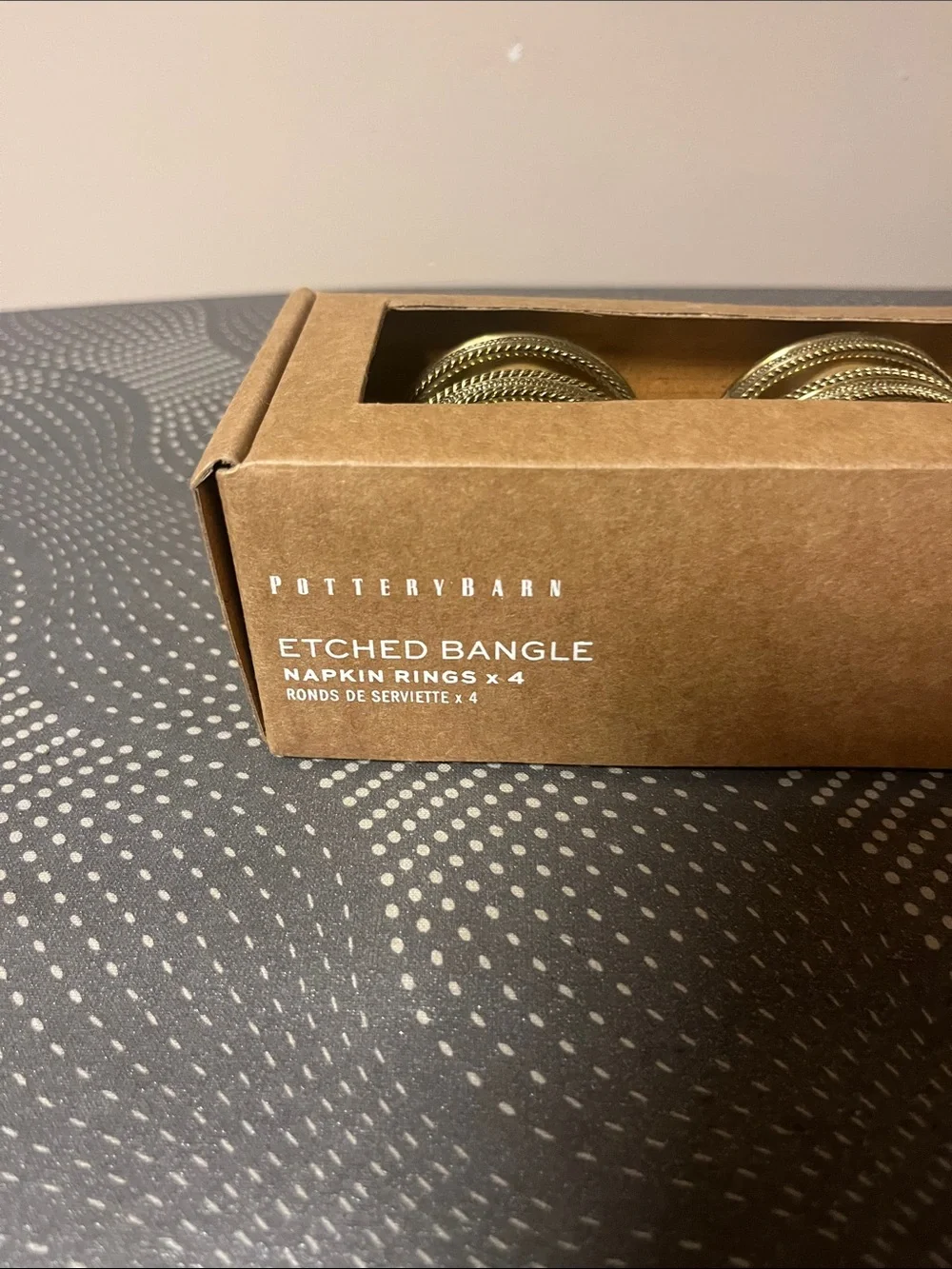 Pottery Barn Gold Metal Napkin Rings Set of 4